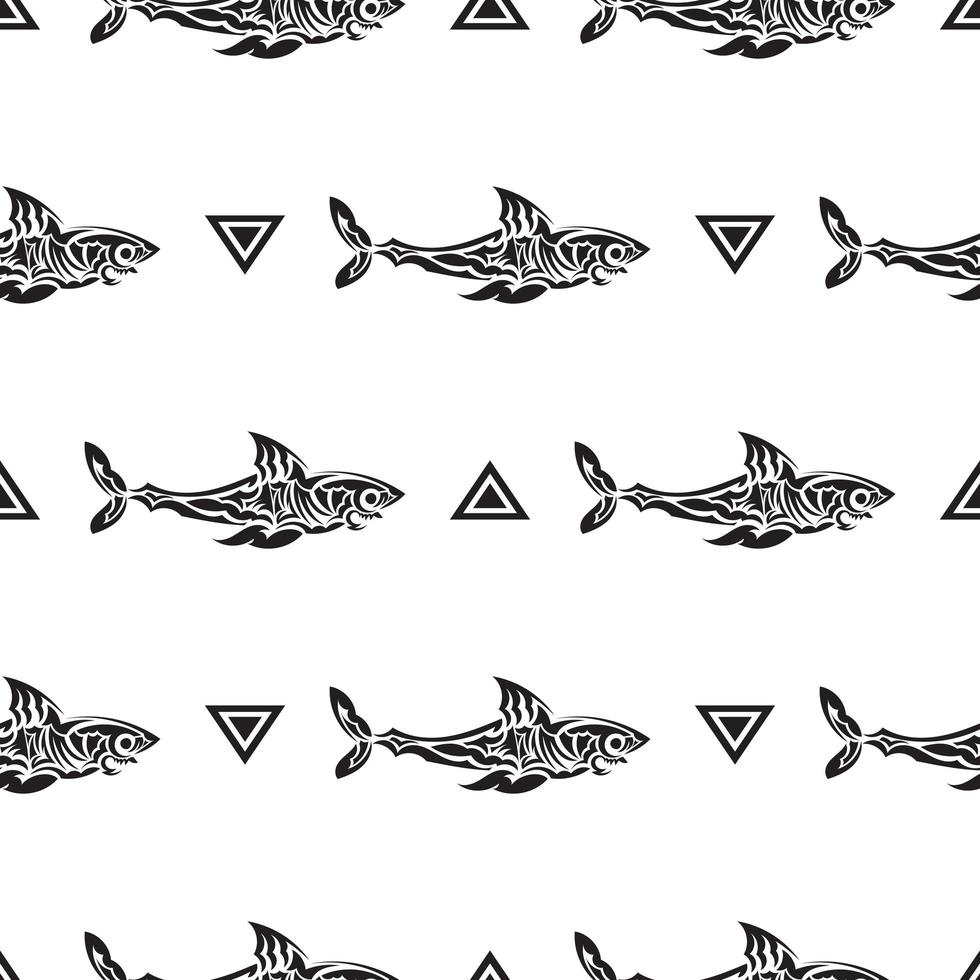 motif noir et blanc sans couture avec des requins. bon pour les vêtements, les textiles, les arrière-plans et les imprimés. vecteur