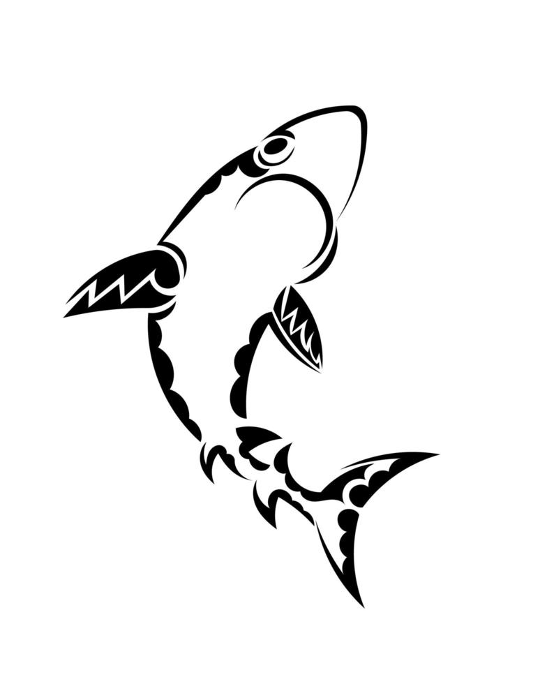 conception de tatouage tribal pour requin avec des éléments tribaux ethniques polynésiens vecteur