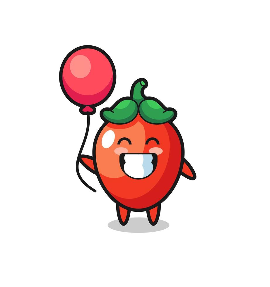 illustration de mascotte de piment joue au ballon vecteur