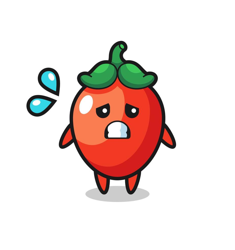 personnage de mascotte de piment avec un geste effrayé vecteur