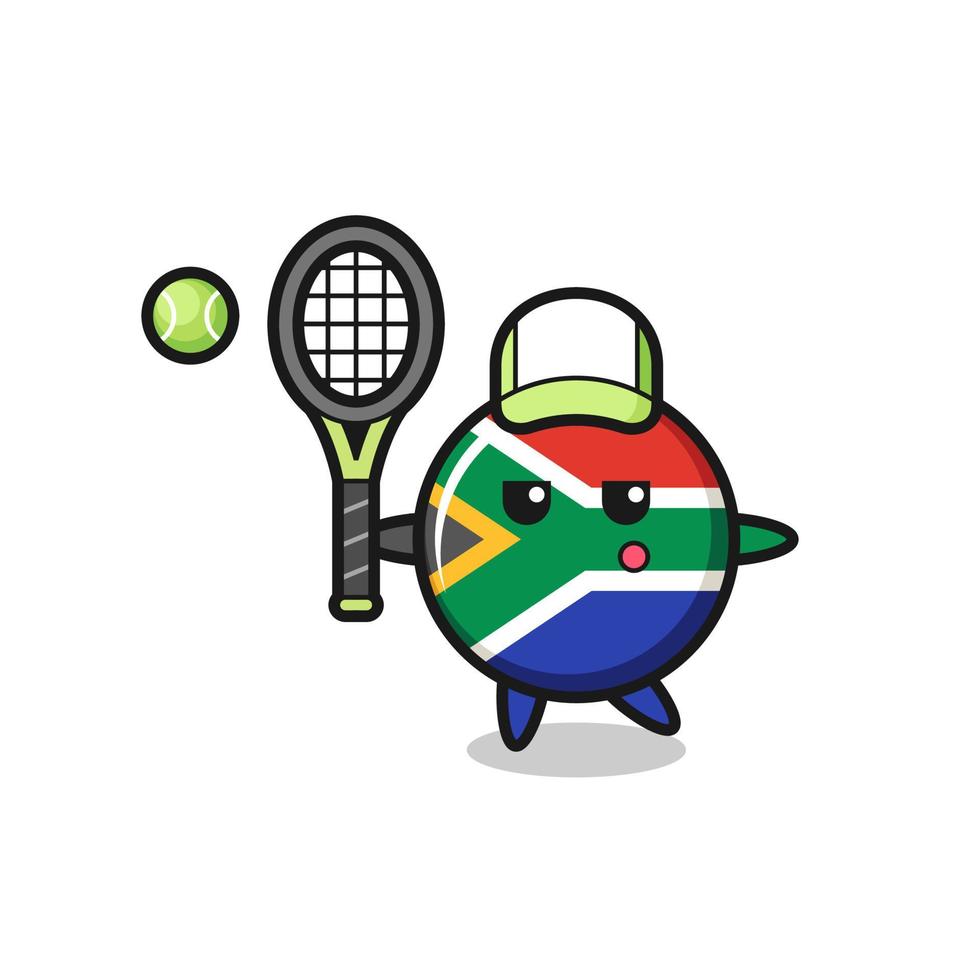 personnage de dessin animé d'afrique du sud en tant que joueur de tennis vecteur