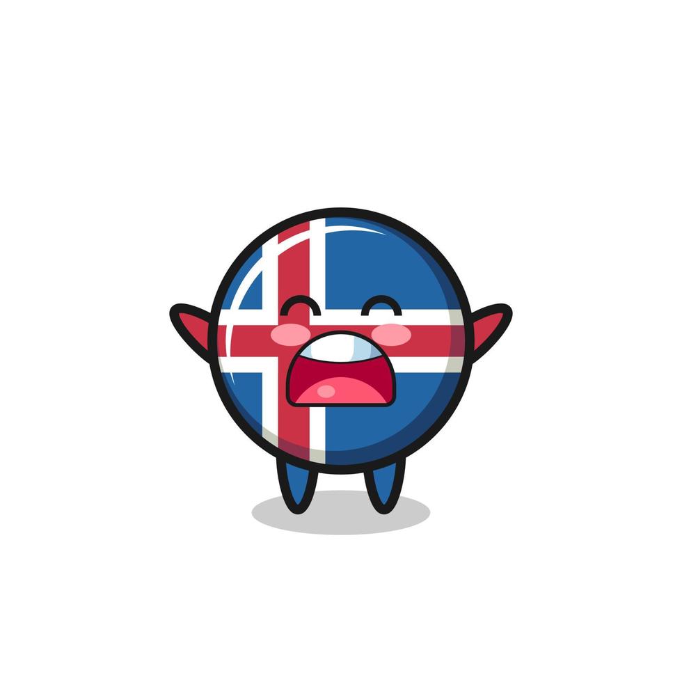 jolie mascotte de drapeau d'islande avec une expression de bâillement vecteur