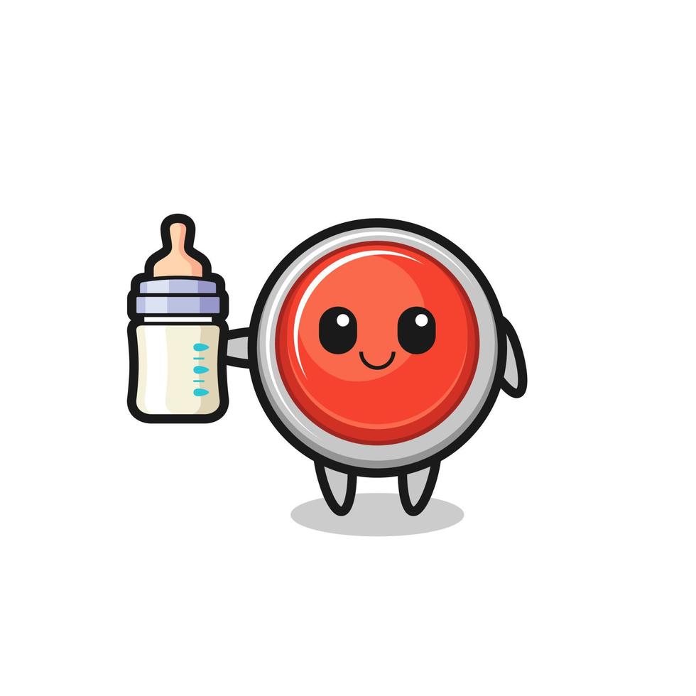 personnage de dessin animé de bouton de panique d'urgence bébé avec bouteille de lait vecteur