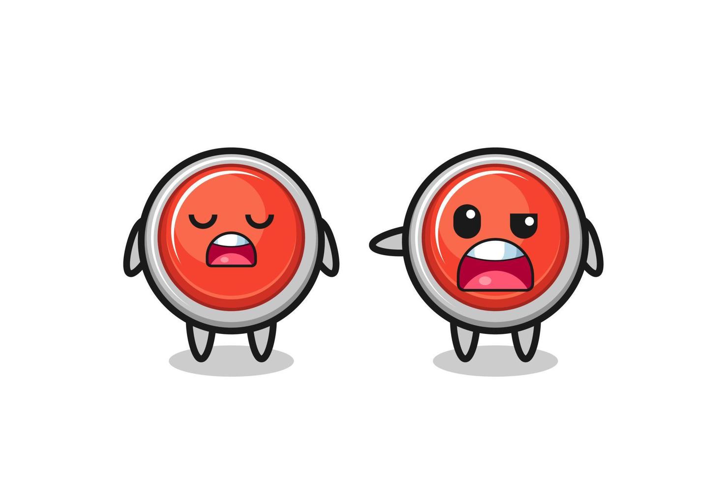 illustration de la dispute entre deux personnages mignons de bouton de panique d'urgence vecteur