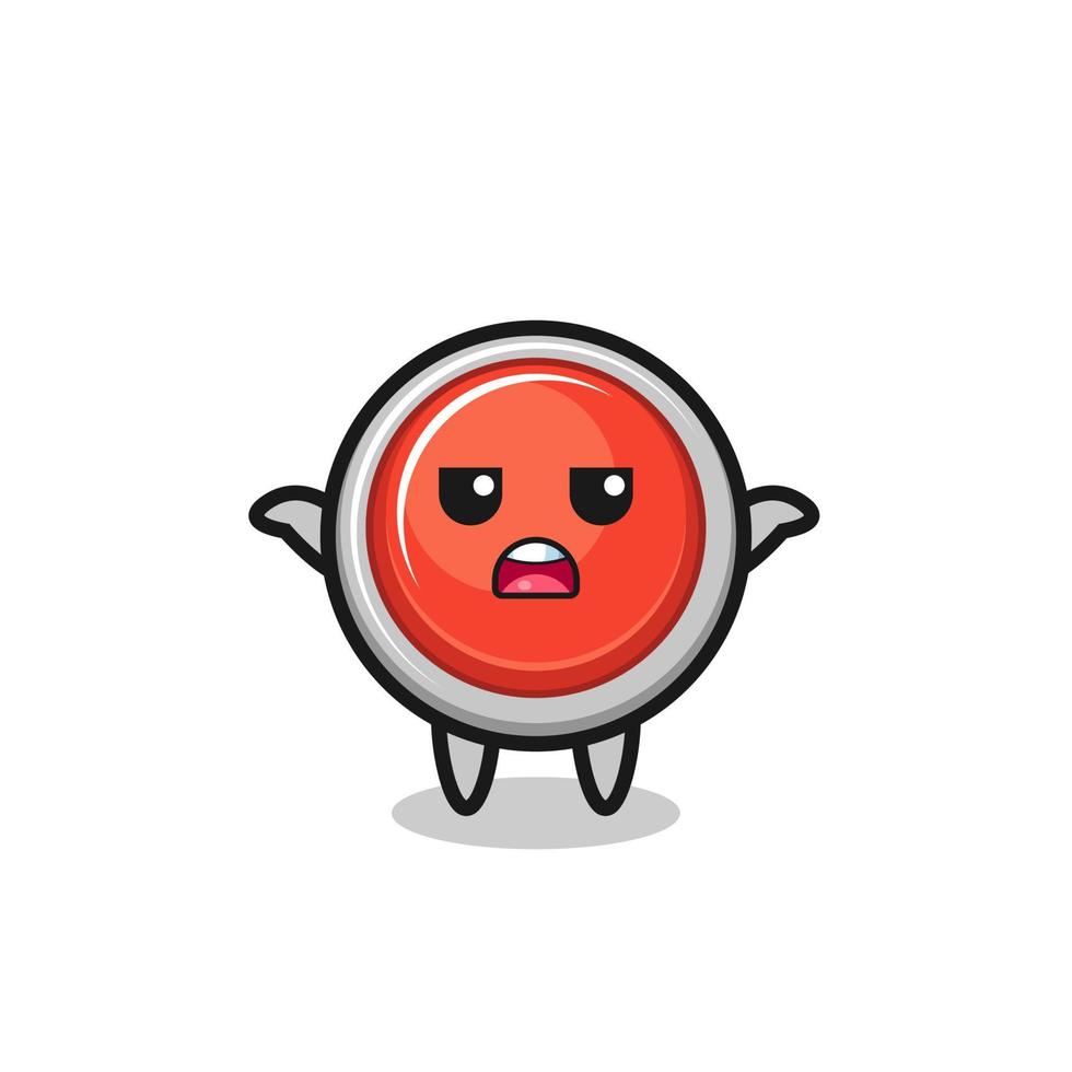 personnage de mascotte de bouton de panique d'urgence disant que je ne sais pas vecteur