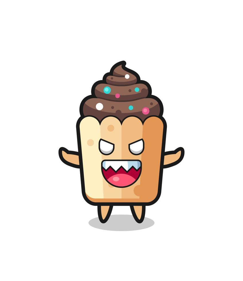 illustration du personnage de mascotte cupcake maléfique vecteur