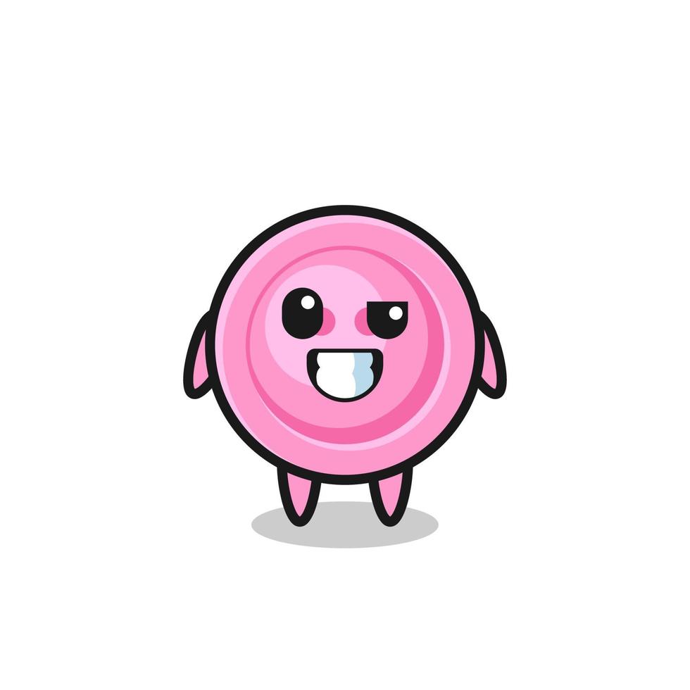 adorable mascotte de bouton de vêtement avec un visage optimiste vecteur