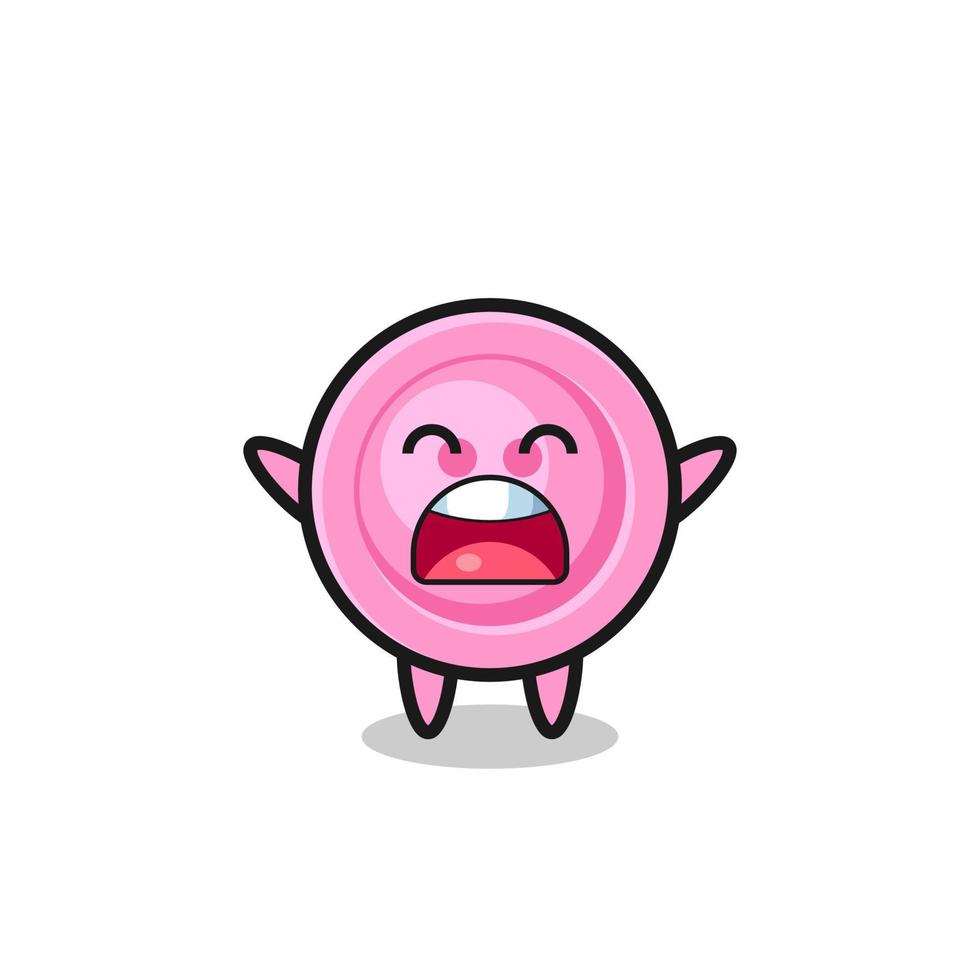 adorable mascotte de bouton de vêtement avec une expression de bâillement vecteur