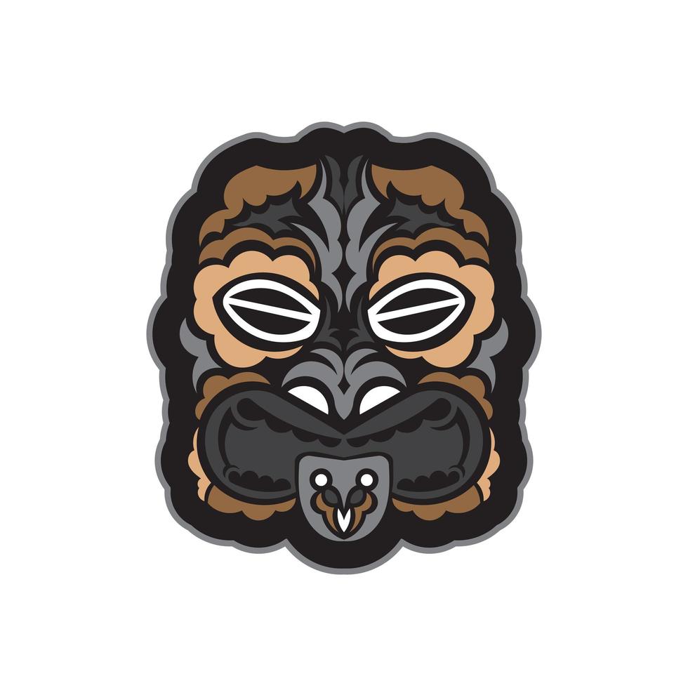 visage de modèle maori. masque de style samoan. imprimé polynésien. identité d'entreprise exclusive. vecteur