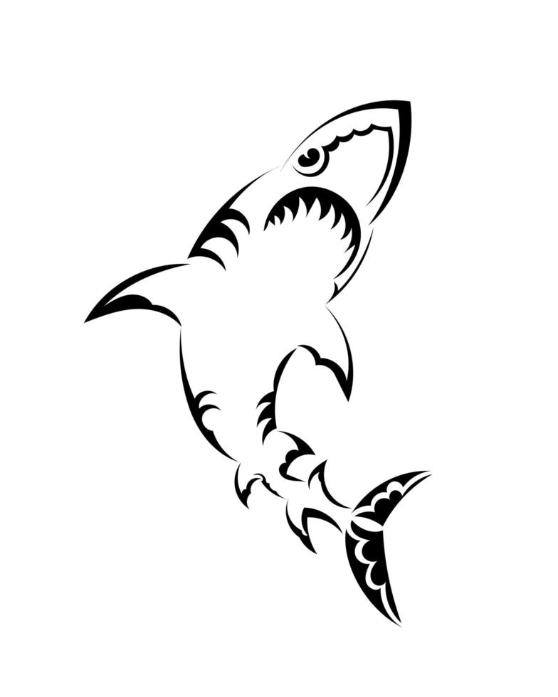 conception de tatouage tribal pour requin avec des éléments tribaux ethniques polynésiens. illustration vectorielle vecteur