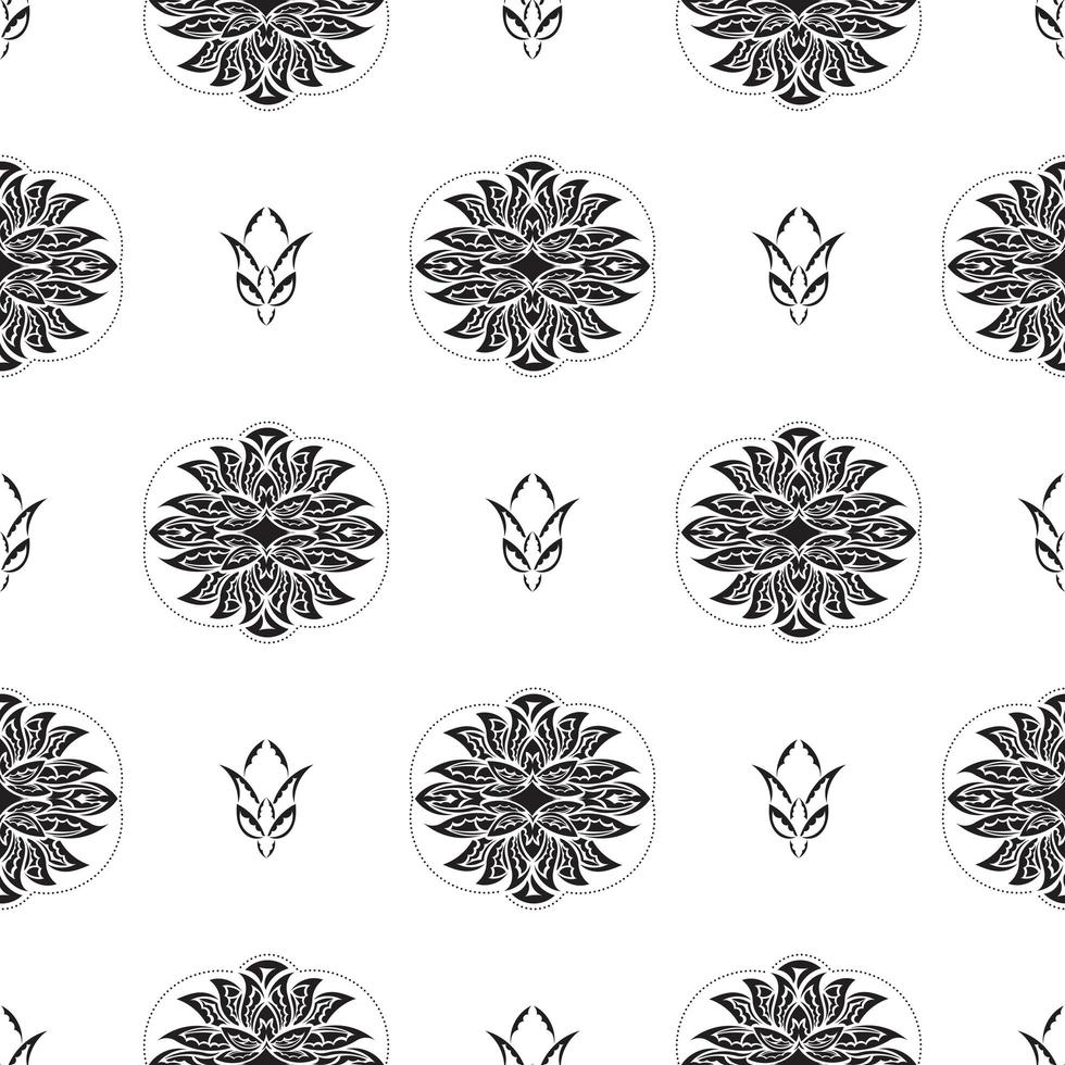 modèle sans couture noir-blanc avec des lotus dans un style simple. bon pour les vêtements et les textiles. illustration vectorielle. vecteur