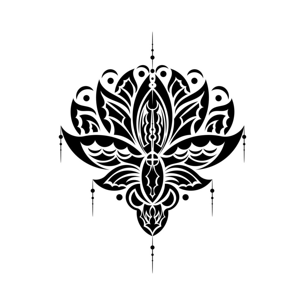 fleur de lotus, yoga ou élément décoratif zen de style bohème, décoration moderne indienne. illustration vectorielle. vecteur
