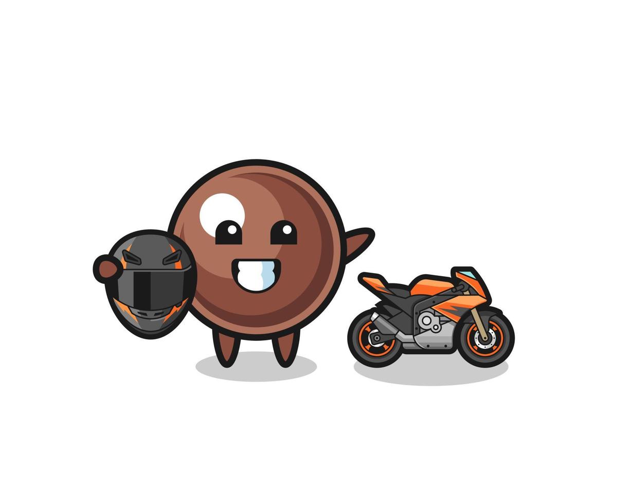 dessin animé mignon de perles de tapioca en tant que coureur de moto vecteur