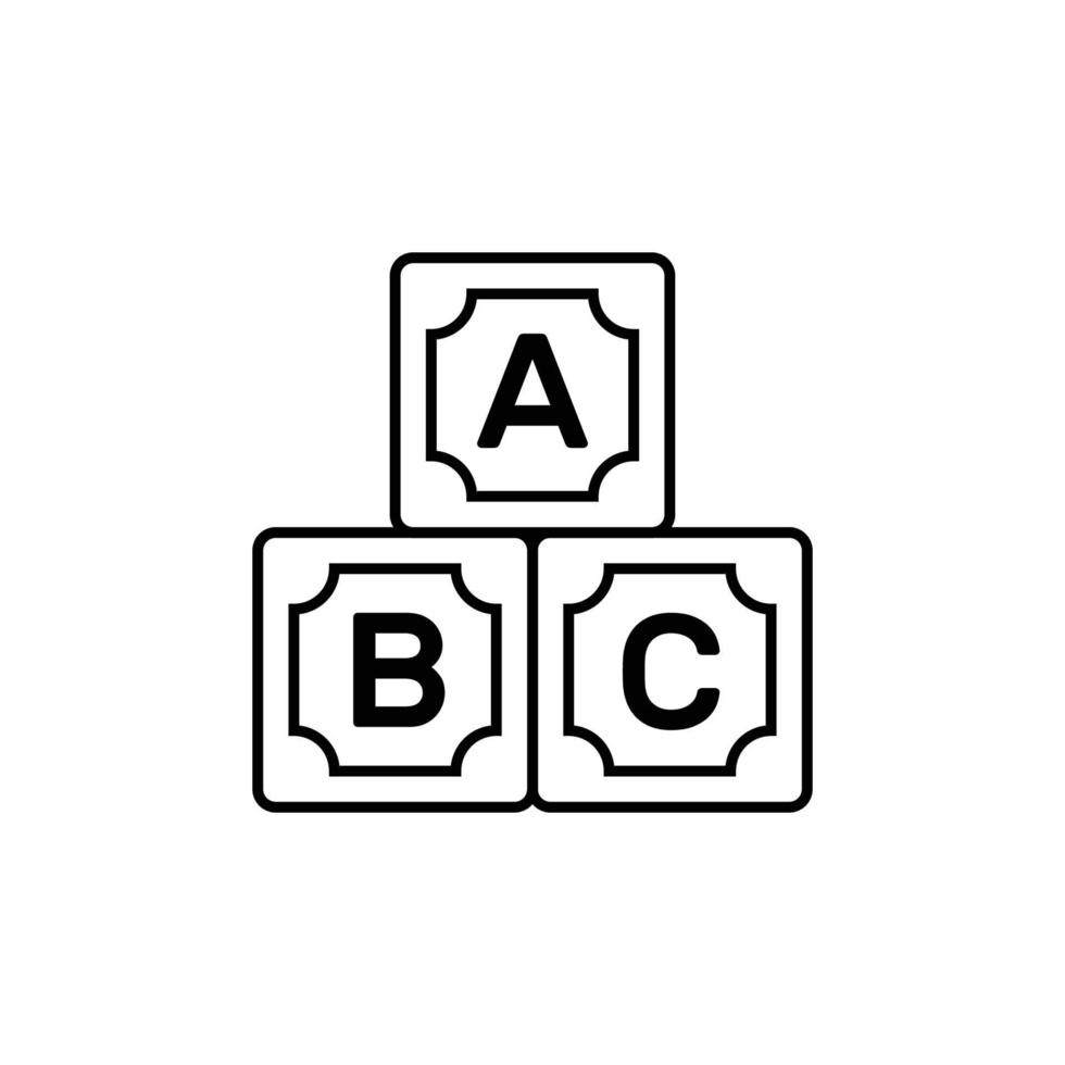 abc, alphabet, blocs, contour, icône vecteur