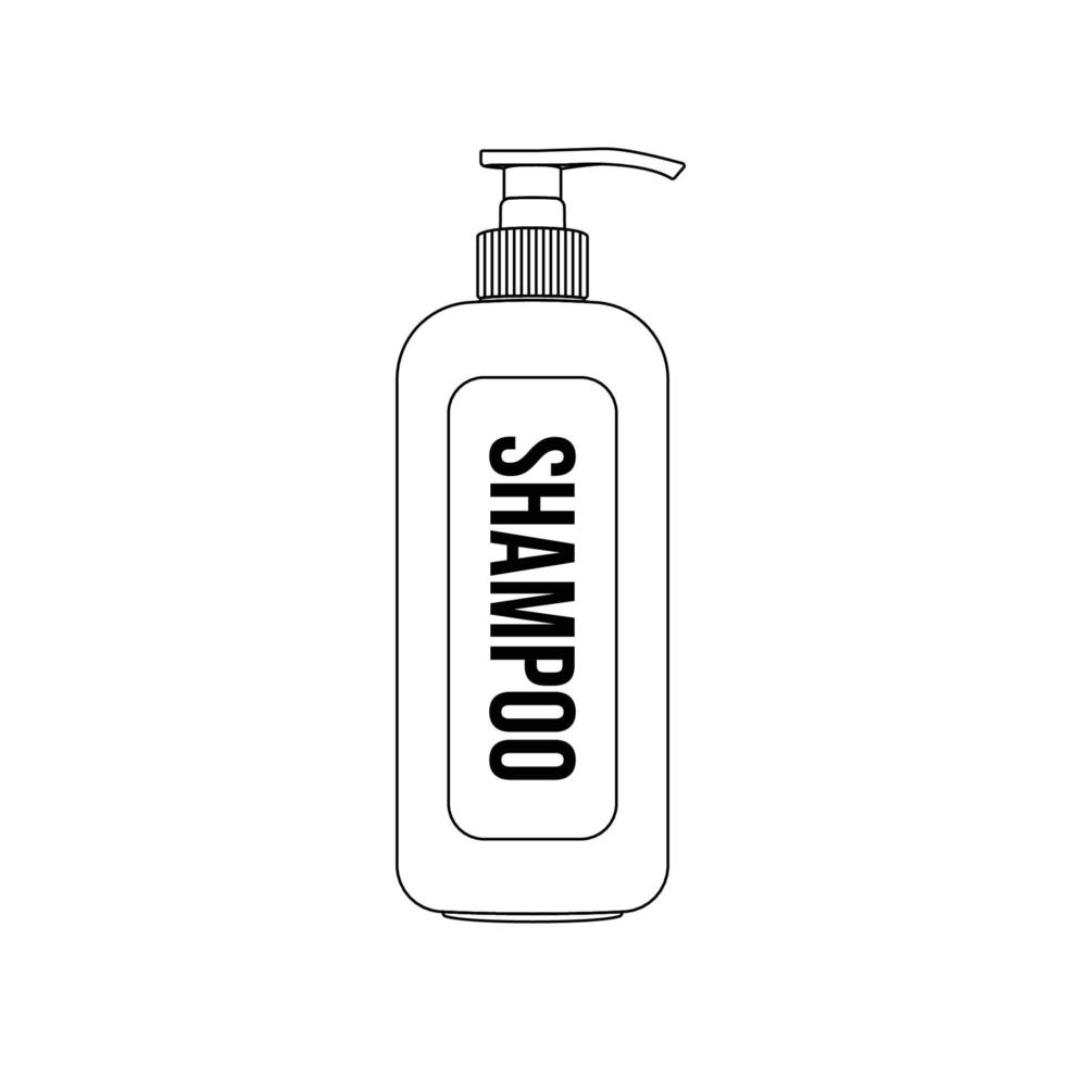 illustration d'icône de contour de bouteille de shampooing sur fond blanc isolé adaptée à la propreté, aux soins de santé, à l'icône d'hygiène capillaire vecteur