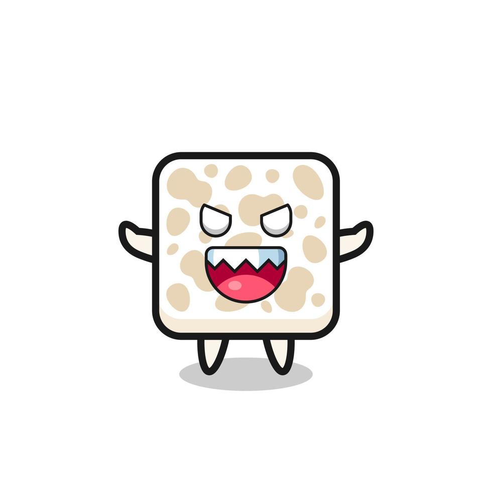 illustration du personnage de mascotte de tempeh maléfique vecteur