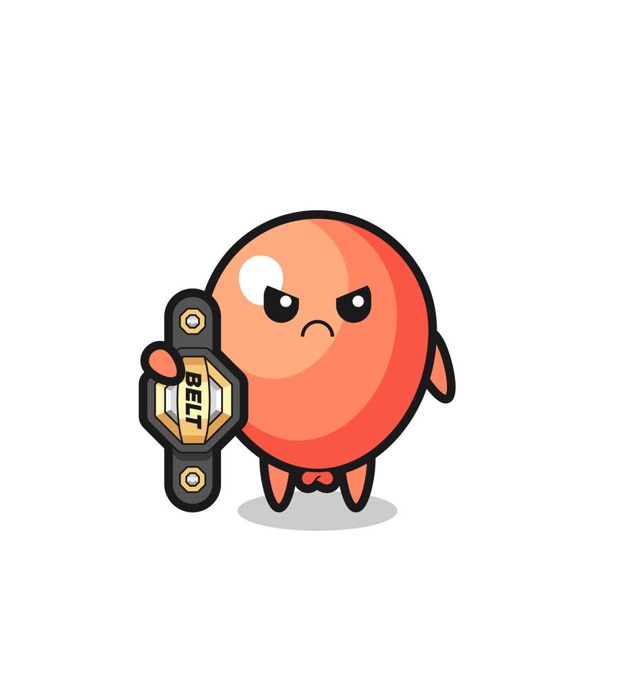 personnage de mascotte de ballon en tant que combattant mma avec la ceinture de champion vecteur