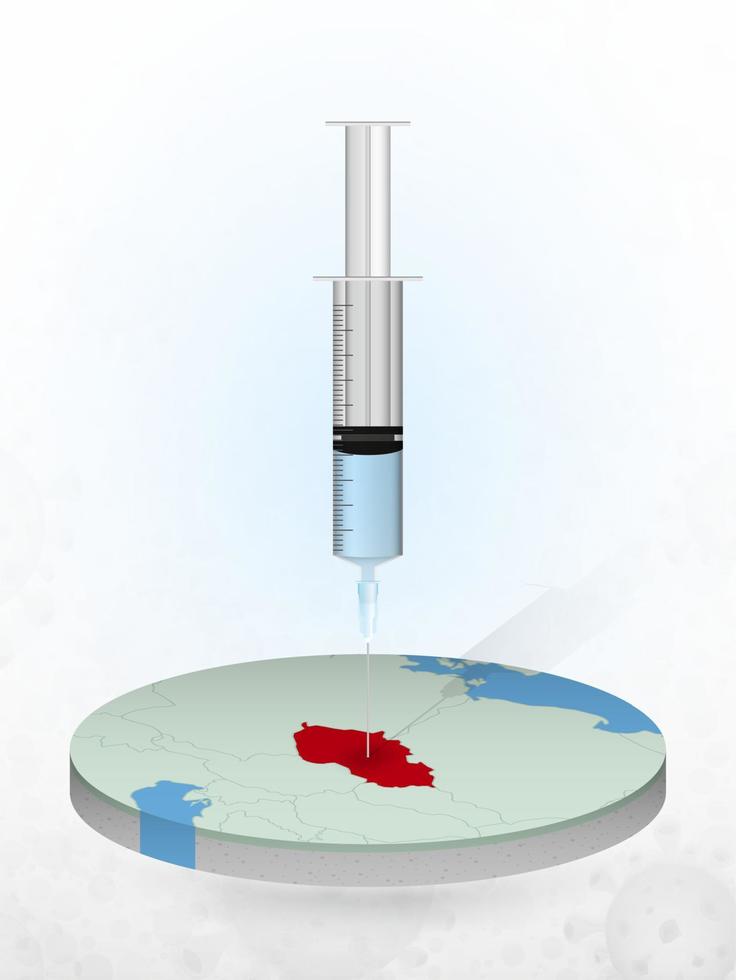 vaccination de la république tchèque, injection d'une seringue dans une carte de la république tchèque. vecteur