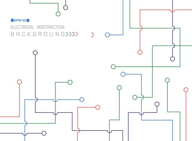 Motif abstrait coloré de lignes et points électriques vecteur