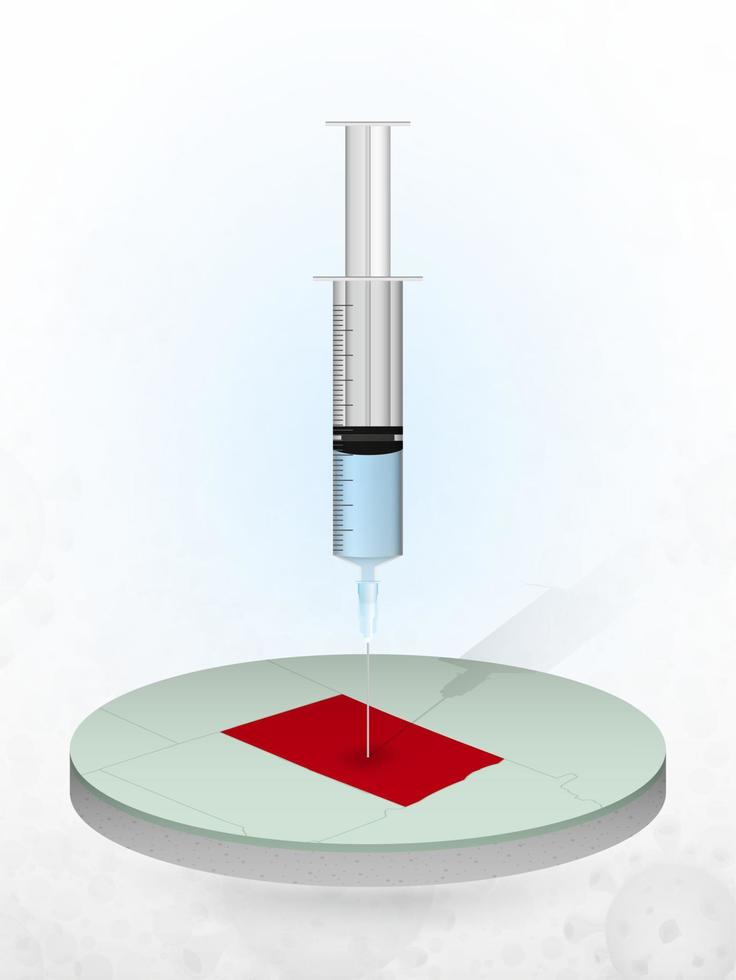 vaccination du dakota du nord, injection d'une seringue dans une carte du dakota du nord. vecteur