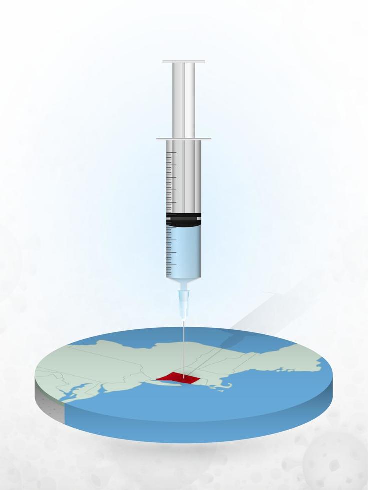 vaccination du Connecticut, injection d'une seringue dans une carte du Connecticut. vecteur