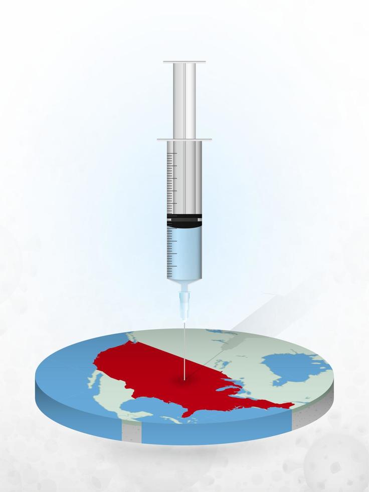 vaccination des états-unis, injection d'une seringue dans une carte des états-unis. vecteur