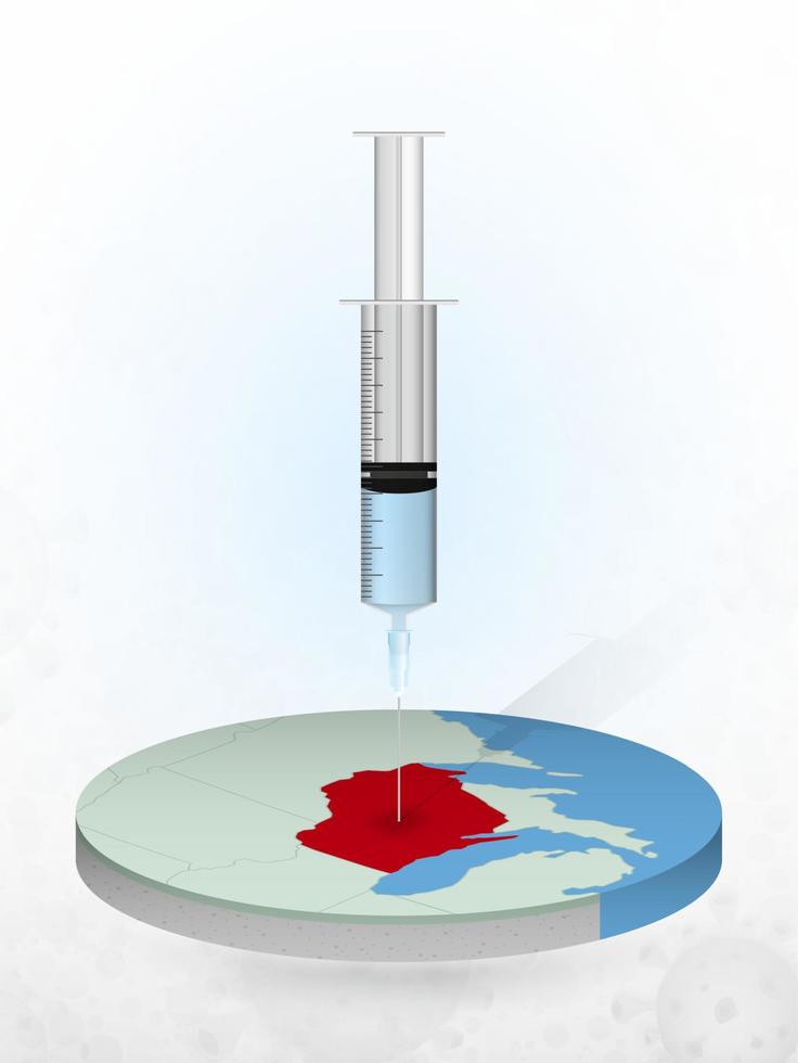 vaccination du wisconsin, injection d'une seringue dans une carte du wisconsin. vecteur