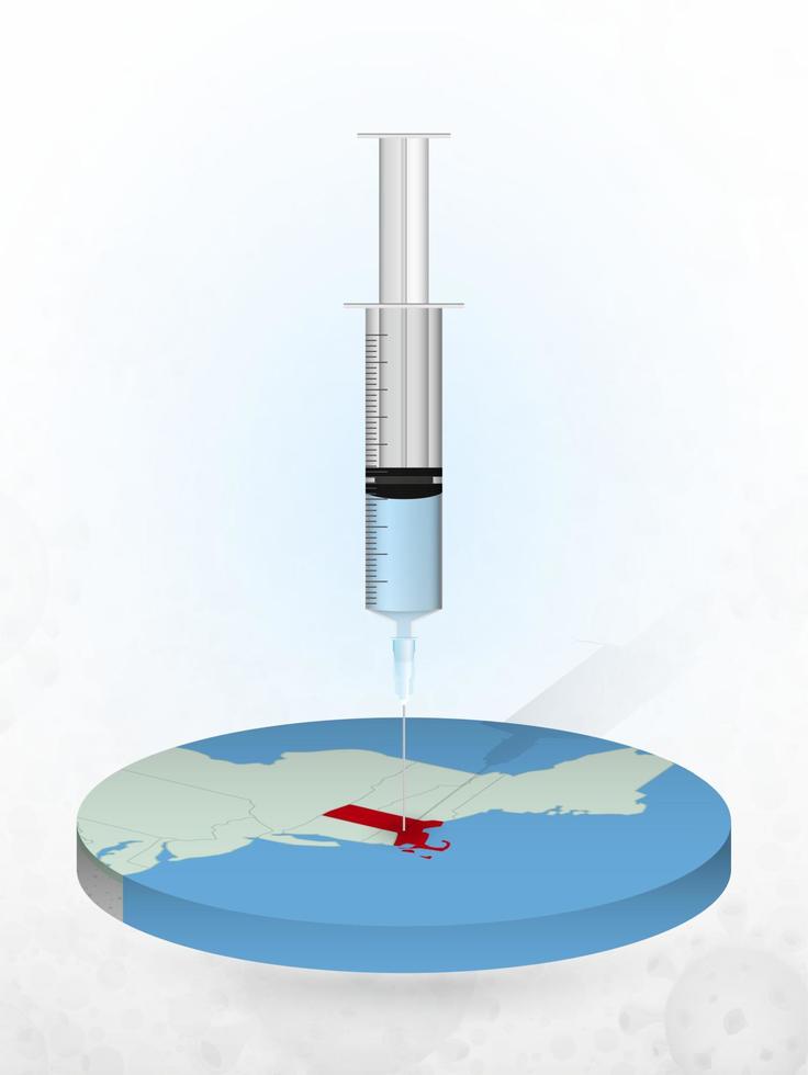 vaccination du massachusetts, injection d'une seringue dans une carte du massachusetts. vecteur