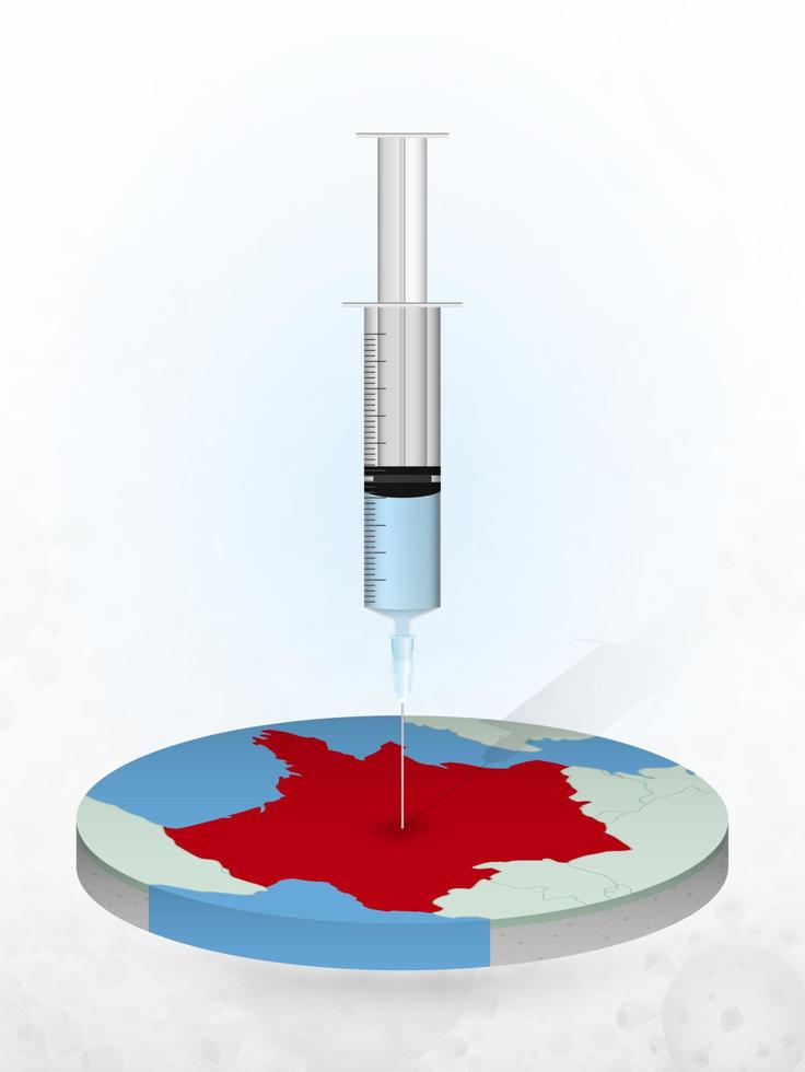 vaccination de la france, injection d'une seringue dans une carte de france. vecteur