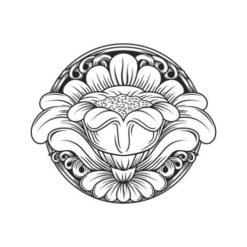 Motif floral circulaire effet bois sculpté vecteur