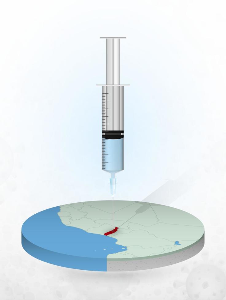 vaccination du togo, injection d'une seringue dans une carte du togo. vecteur