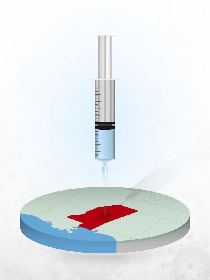 vaccination du mississippi, injection d'une seringue dans une carte du mississippi. vecteur