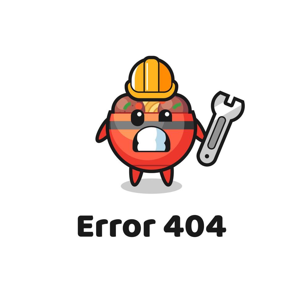 erreur 404 avec la jolie mascotte du bol de boulettes de viande vecteur