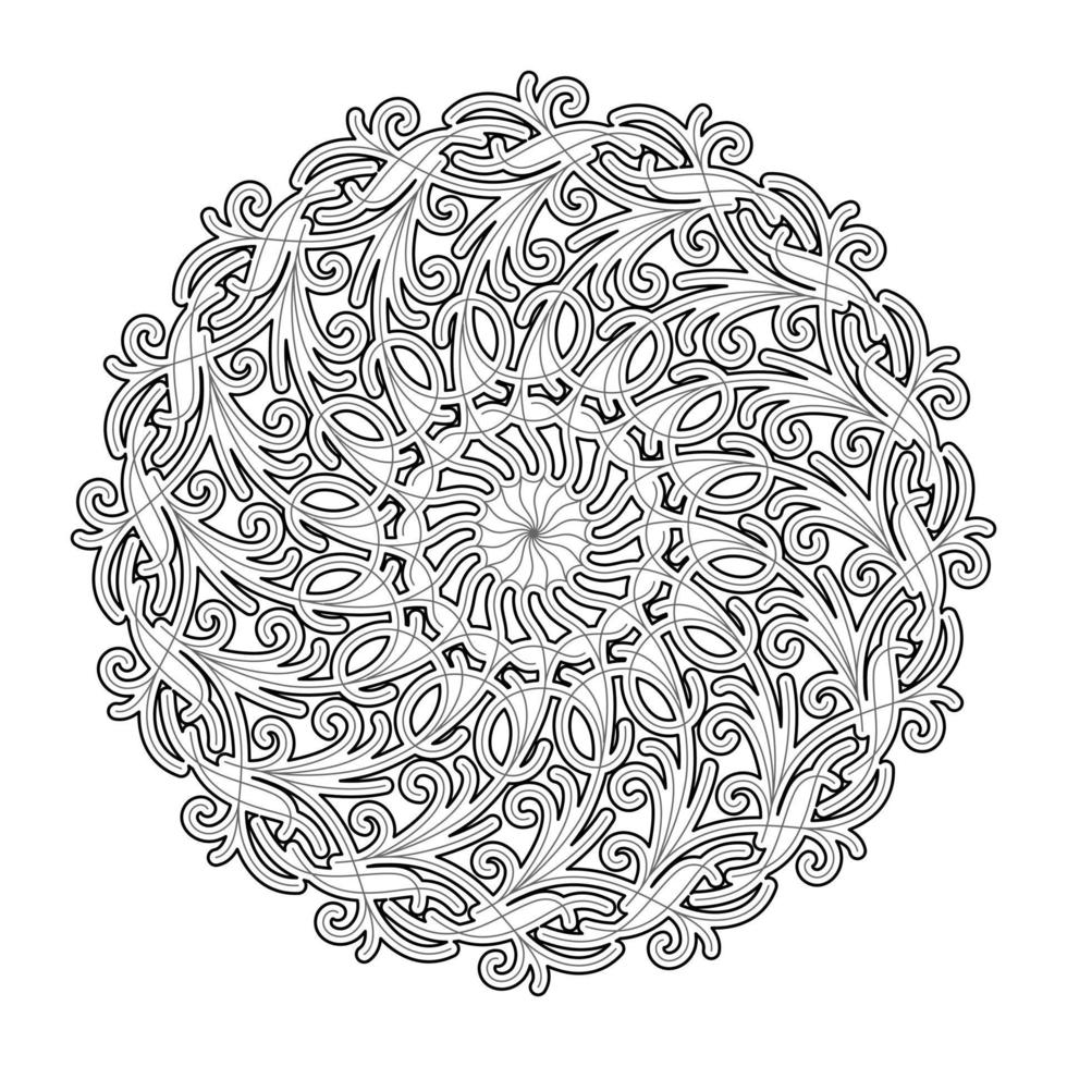 coloriage de vecteur sous la forme d'un mandala végétal rond