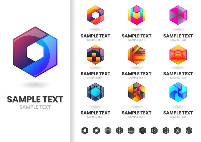 Ensemble de logos hexagonaux modernes vecteur
