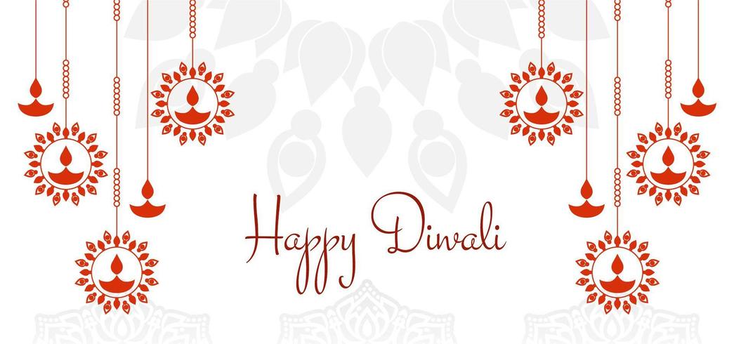 Joyeux Diwali simple motif graphique rouge salutation vecteur