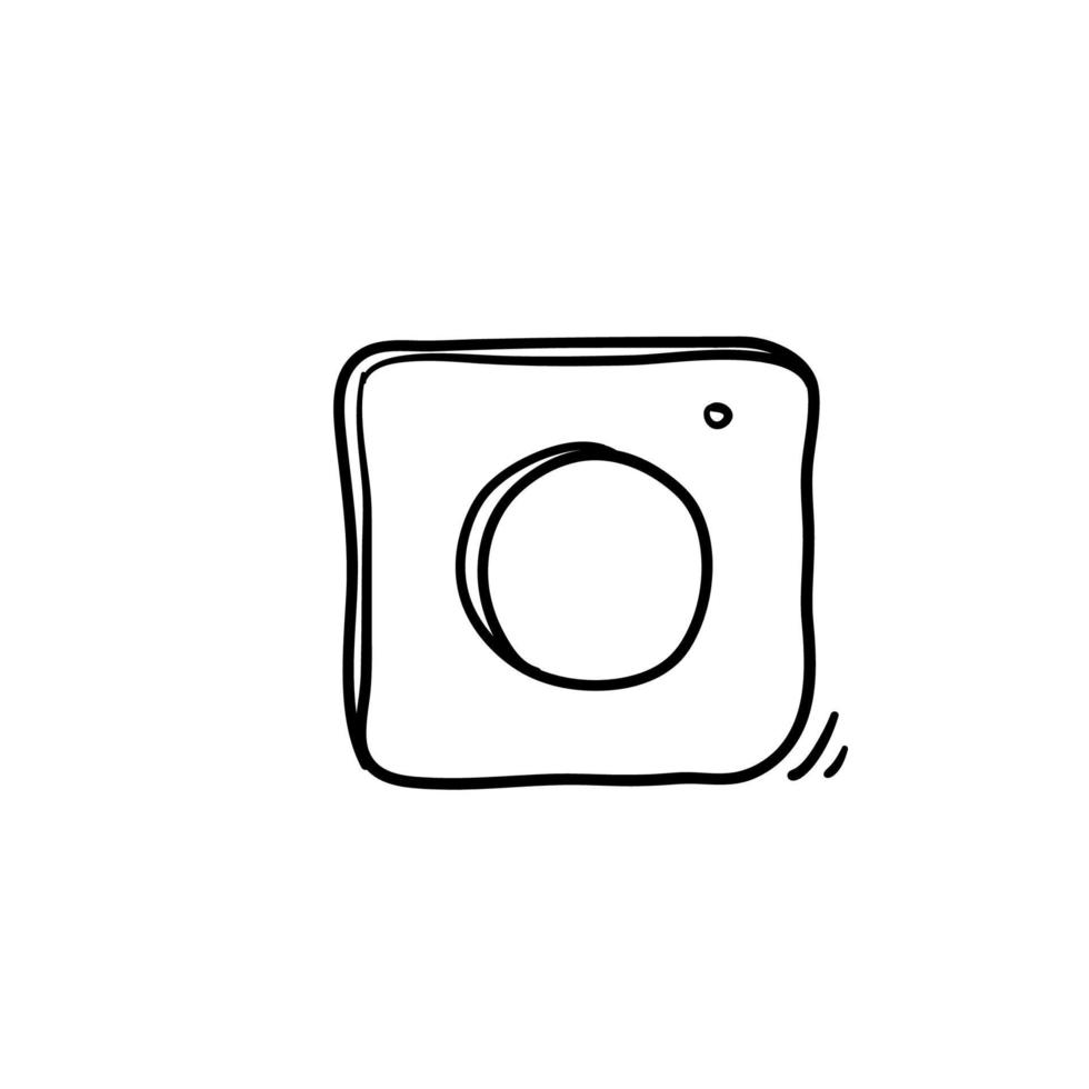 conception d'icône de caméra avec vecteur de style doodle dessiné à la main isolé sur blanc