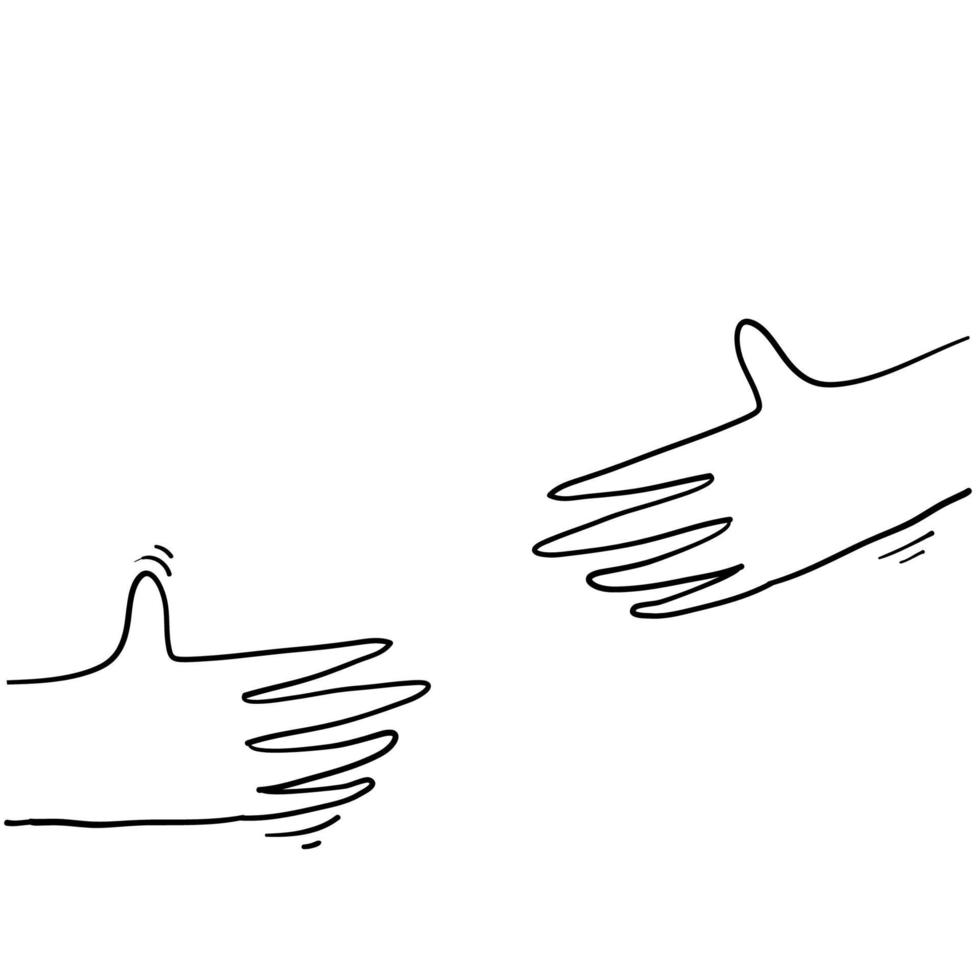mains humaines tenant ou embrassant quelque chose avec un vecteur de style doodle dessiné à la main isolé sur blanc