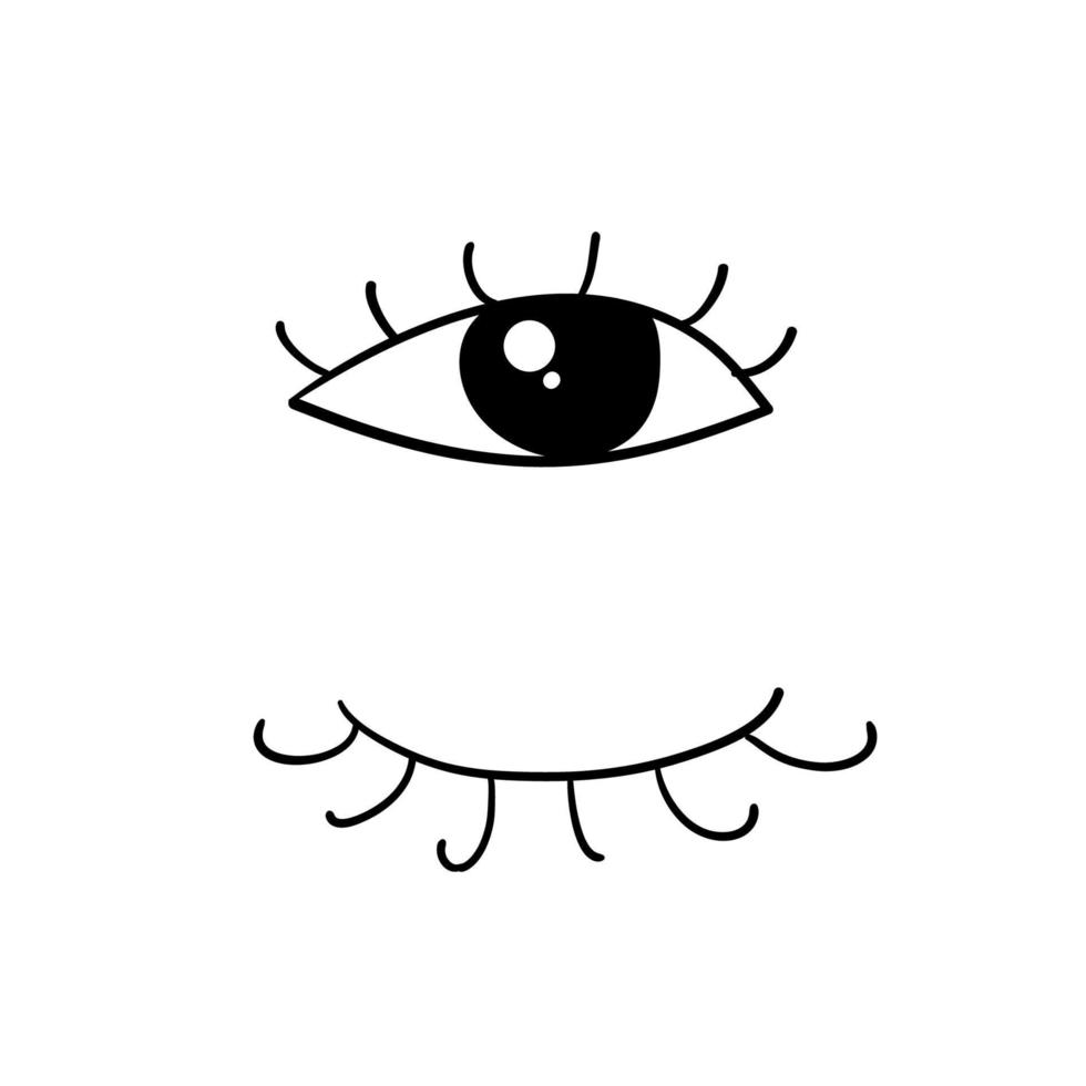 icône des yeux et des cils avec doodle vectoriel de style doodle dessiné à la main