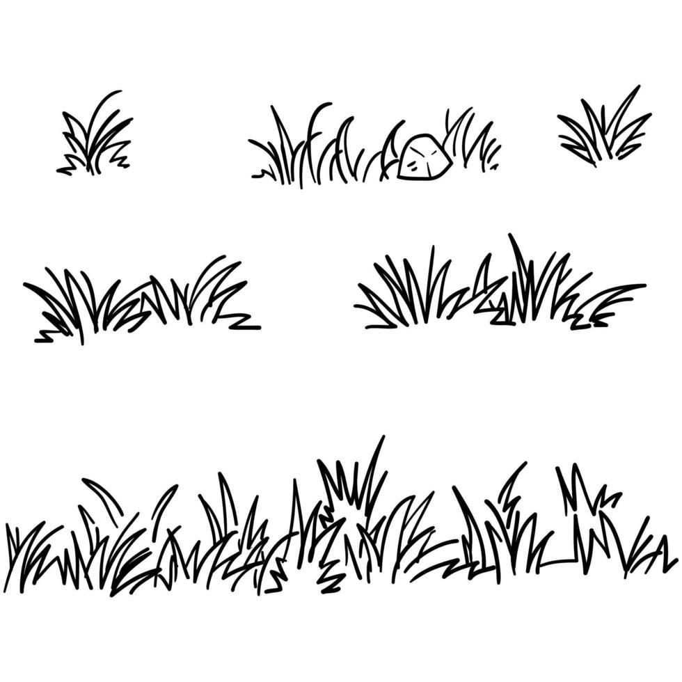 collection d'illustrations d'herbe doodle style dessiné à la main vecteur