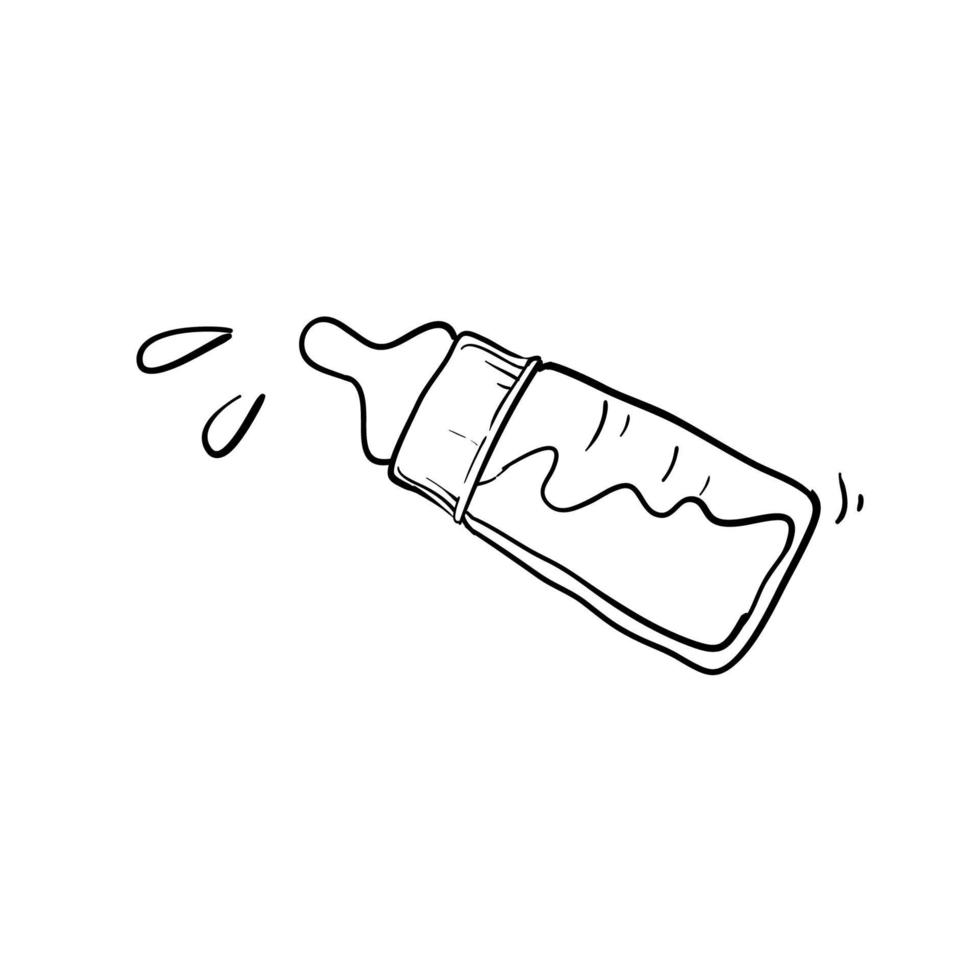 bouteille de sucette bébé doodle vecteur de style dessinée à la main