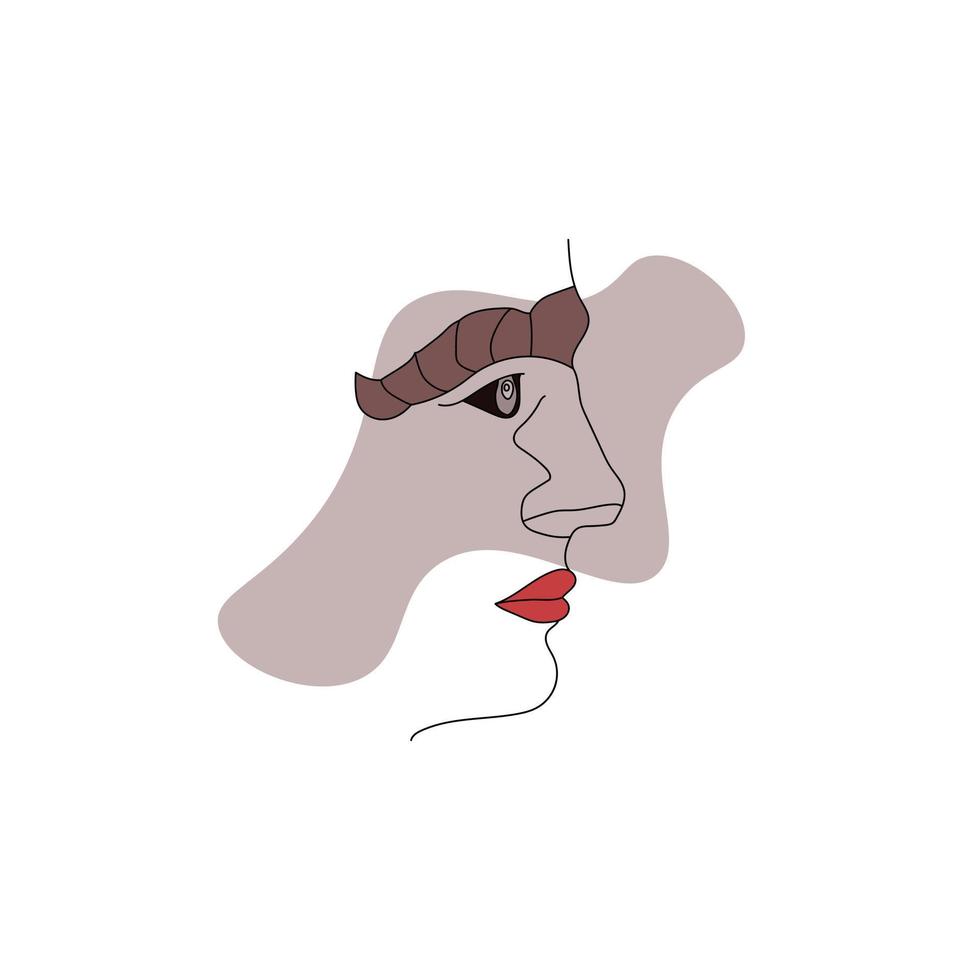 dessin au trait visage abstrait moderne, illustration vectorielle dans le style de contour de la noyade à la main vecteur