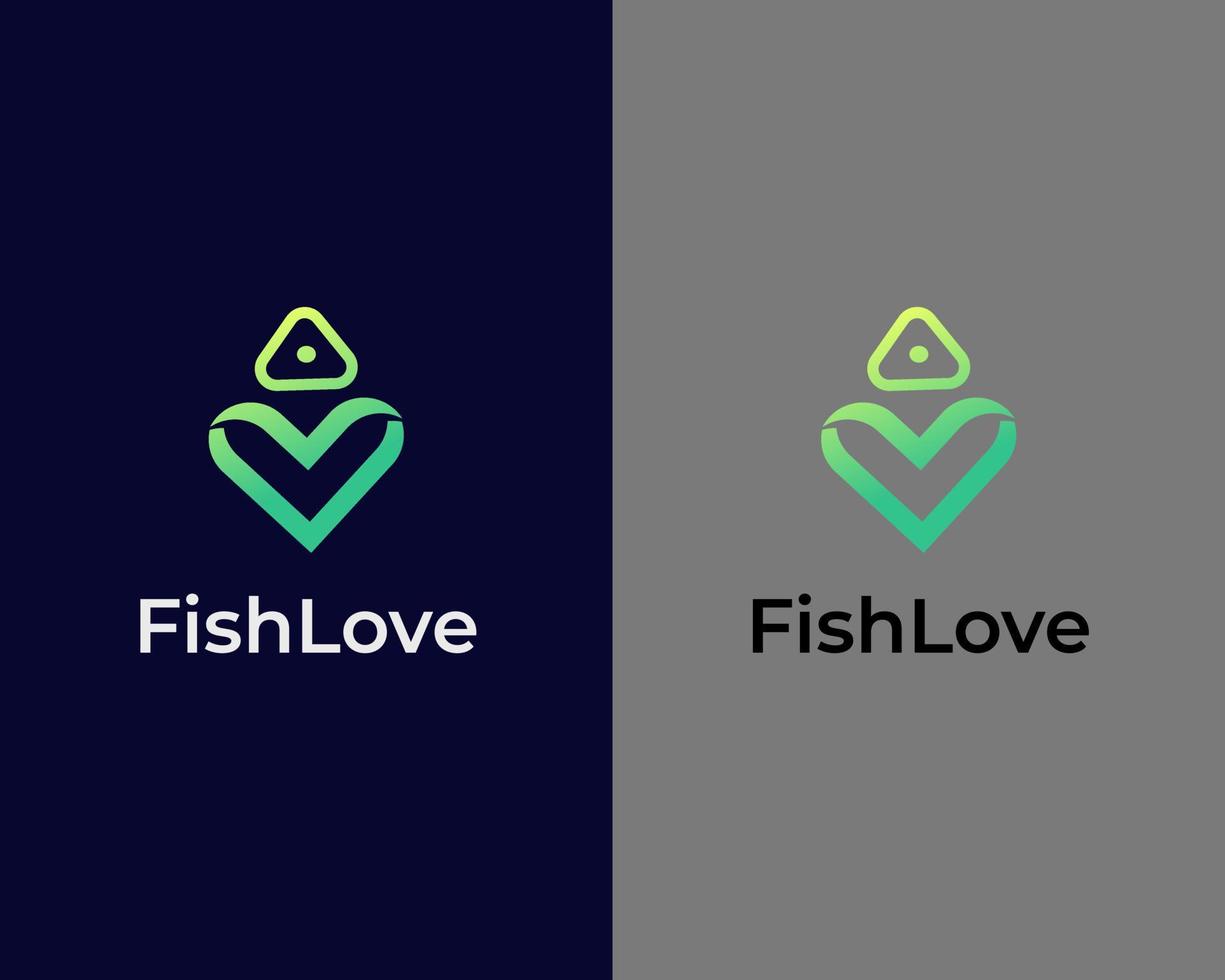 poisson avec modèle de conception de logo d'amour vecteur