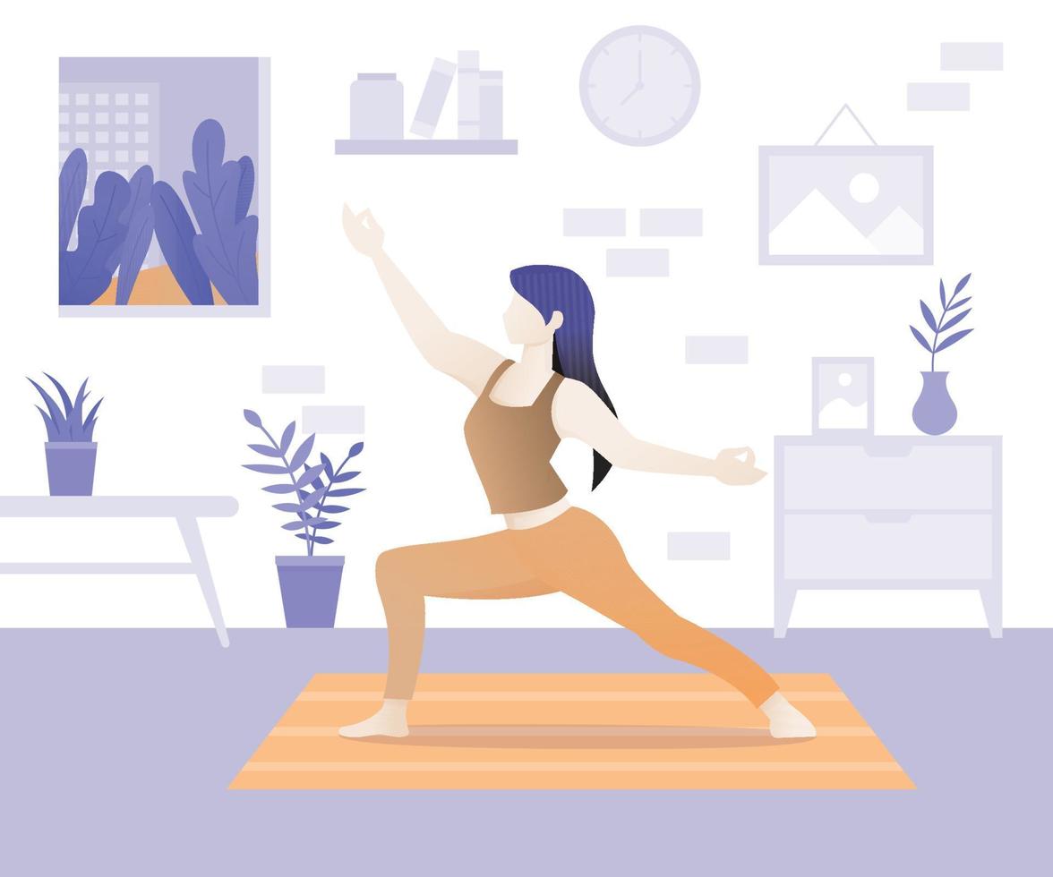 femme faisant du concept d'illustration de yoga vecteur