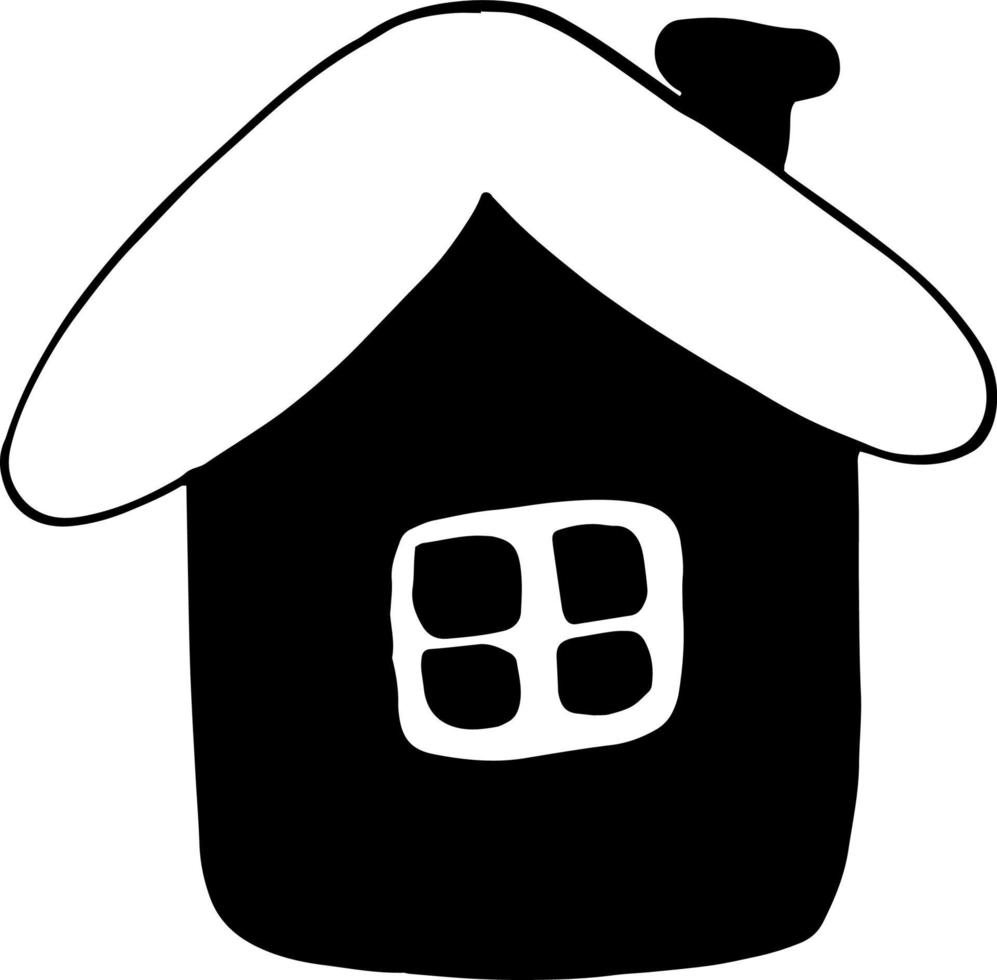 doodle dessiné à la main de cabane de maison. , minimalisme, monochrome. icône, autocollant, pain épice, noël, décor vecteur