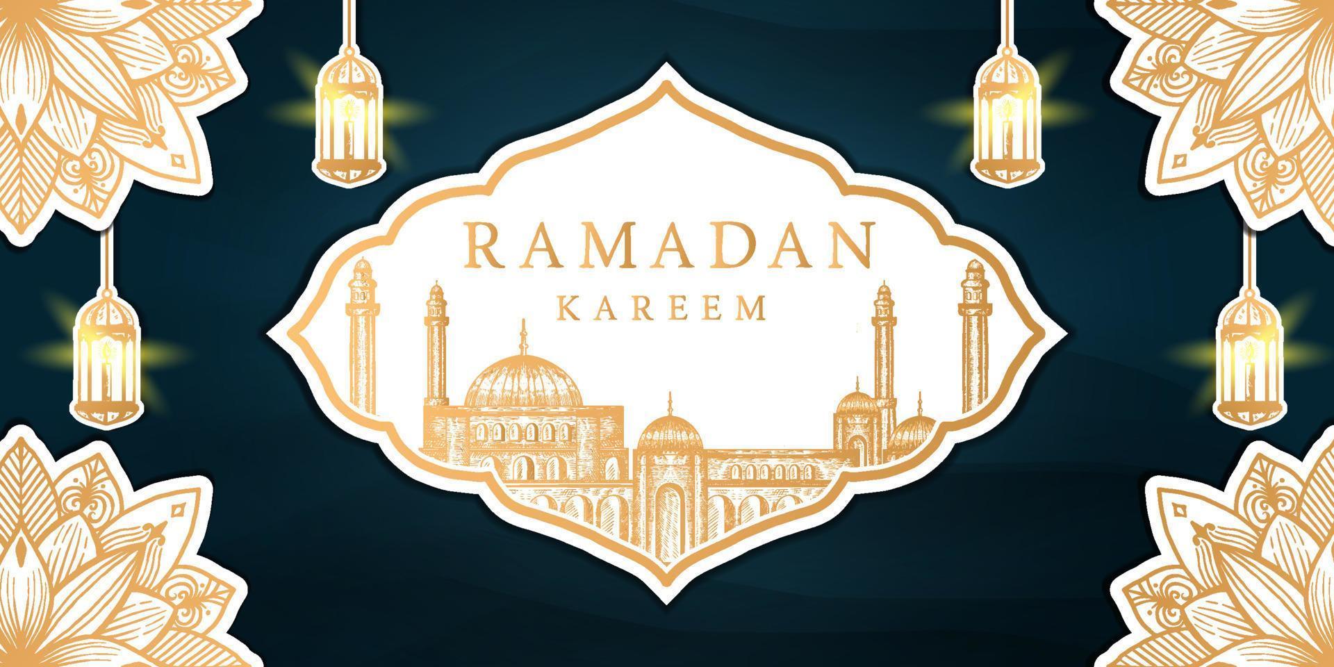 ramadan kareem illustration de fond dessiné à la main vecteur