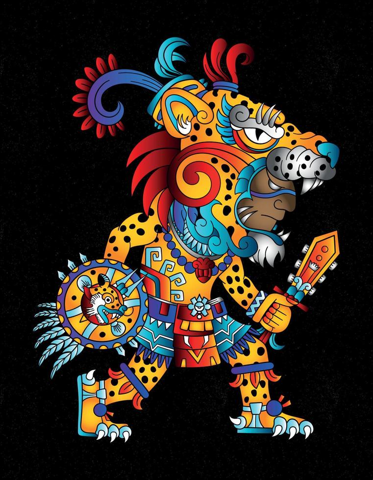 conception jaguar aztèque vecteur