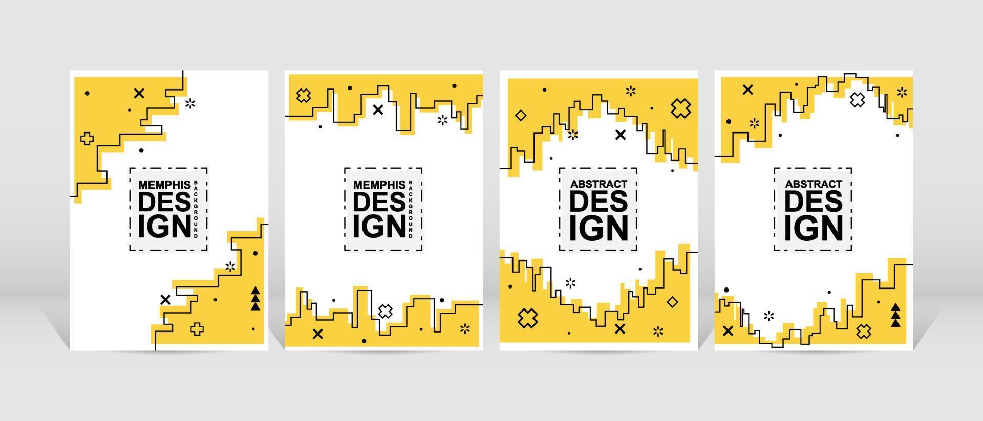 design géométrique tendance. ensemble de design memphis à la mode. conception de fond géométrique simple et minimaliste. applicable pour flyer, brochure, couverture, magazine, livre, bannière, etc. vecteur