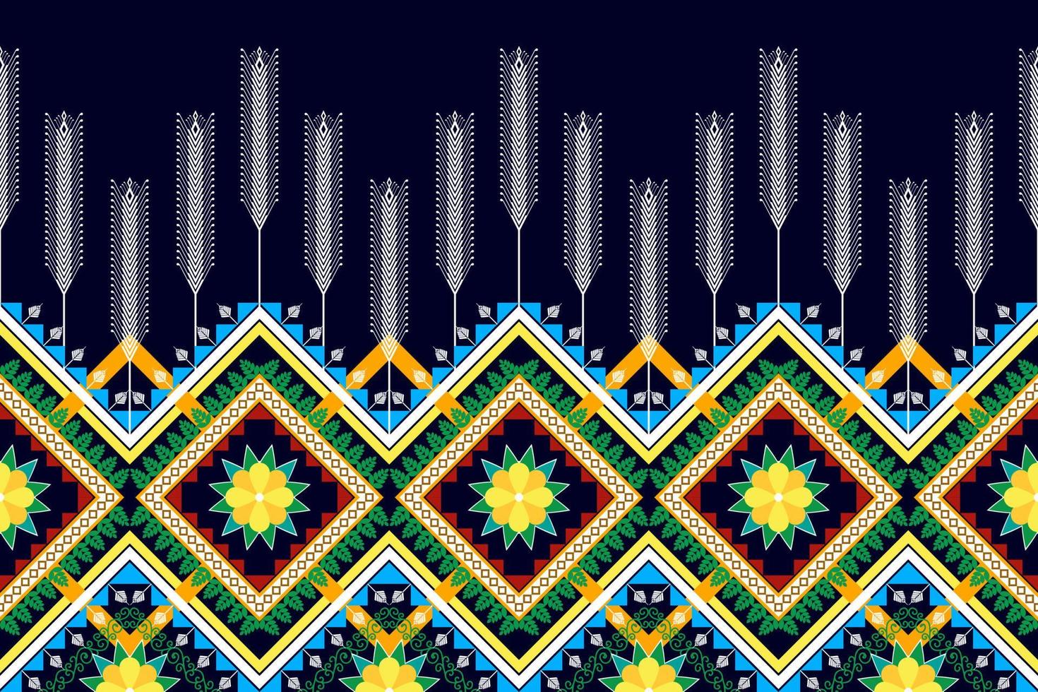 conception de modèle sans couture ethnique floral. tapis en tissu aztèque ornement mandala chevron décoration textile papier peint. dinde tribale broderie traditionnelle indienne africaine fond d'illustrations vectorielles vecteur