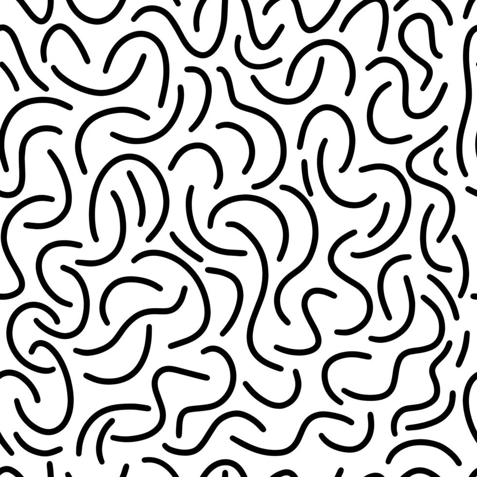 motif abstrait de formes géométriques noires sur fond blanc. une vague géométrique de fond de cercles. motif vectoriel abstrait sans couture avec une forme de spirale ronde dessinée à la main faite avec un pinceau.